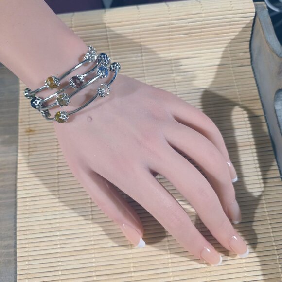 Handcrafted Crystal Wrap Bracelet With Multicolor Faceted Beads - Picture 7 of 7